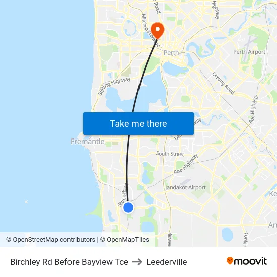 Birchley Rd Before Bayview Tce to Leederville map