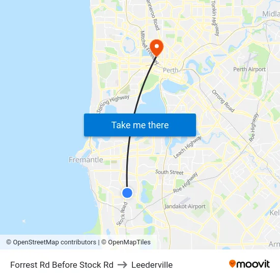 Forrest Rd Before Stock Rd to Leederville map