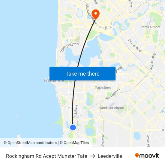 Rockingham Rd Acept Munster Tafe to Leederville map