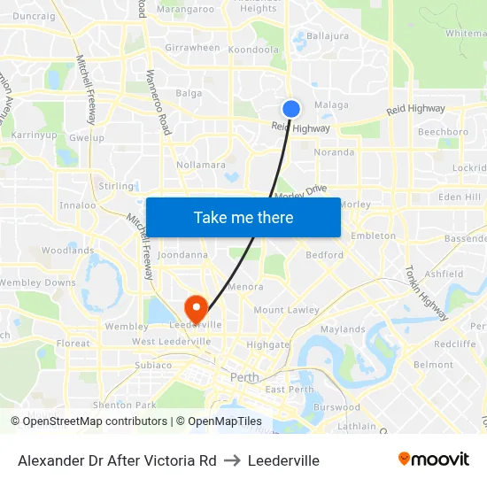 Alexander Dr After Victoria Rd to Leederville map
