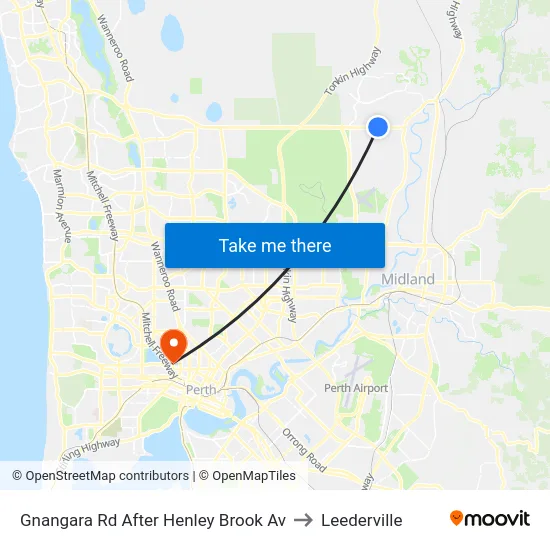 Gnangara Rd After Henley Brook Av to Leederville map