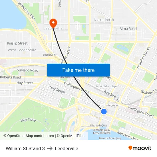 William St Stand 3 to Leederville map