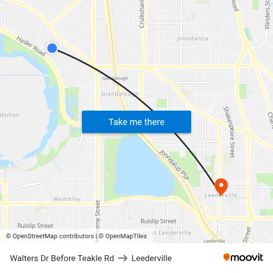 Walters Dr Before Teakle Rd to Leederville map