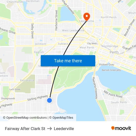 Fairway   After Clark St to Leederville map