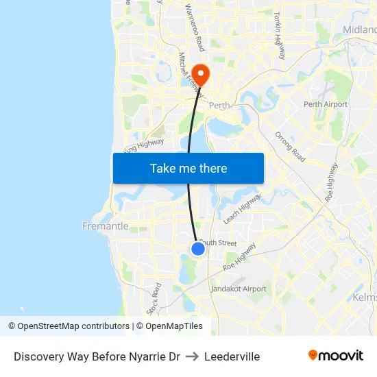 Discovery Way Before Nyarrie Dr to Leederville map