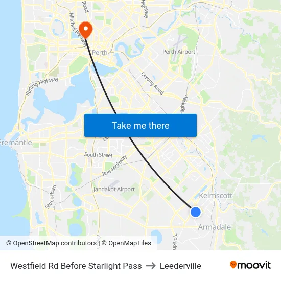 Westfield Rd Before Starlight Pass to Leederville map