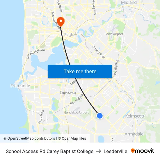 School Access Rd Carey Baptist College to Leederville map