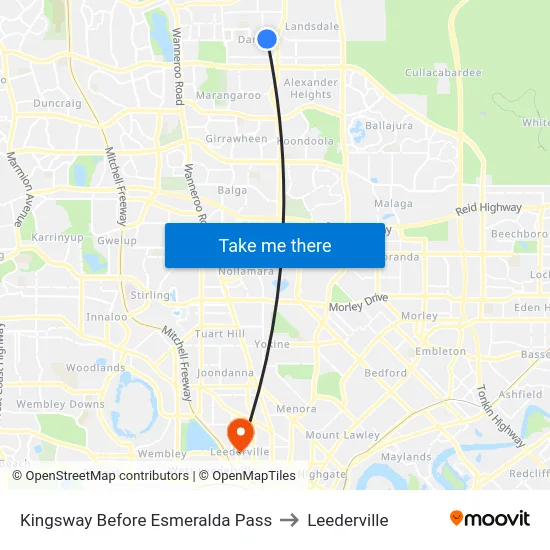 Kingsway   Before Esmeralda Pass to Leederville map