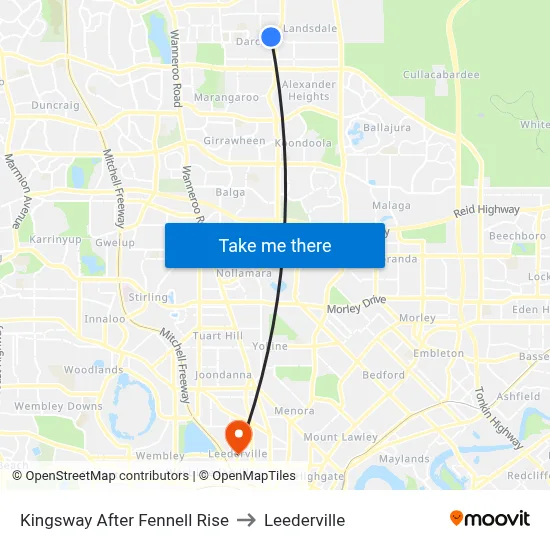 Kingsway   After Fennell Rise to Leederville map