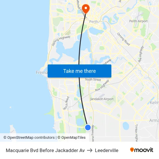 Macquarie Bvd Before Jackadder Av to Leederville map