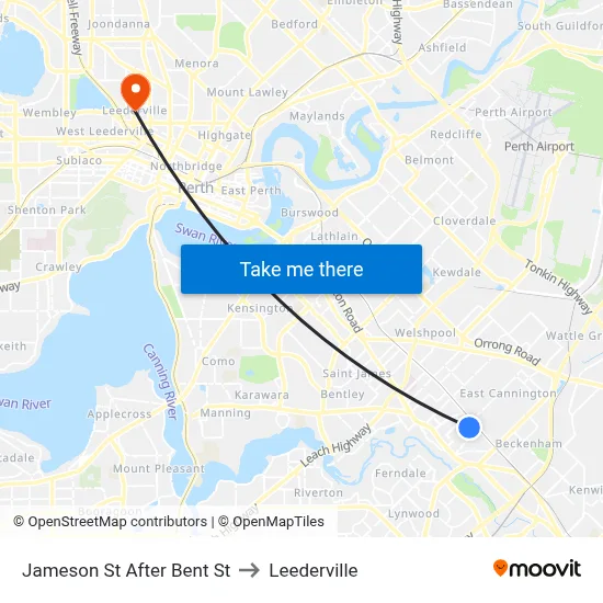 Jameson St After Bent St to Leederville map