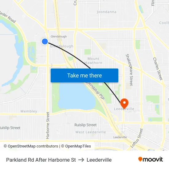 Parkland Rd After Harborne St to Leederville map