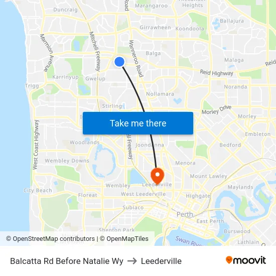 Balcatta Rd Before Natalie Wy to Leederville map