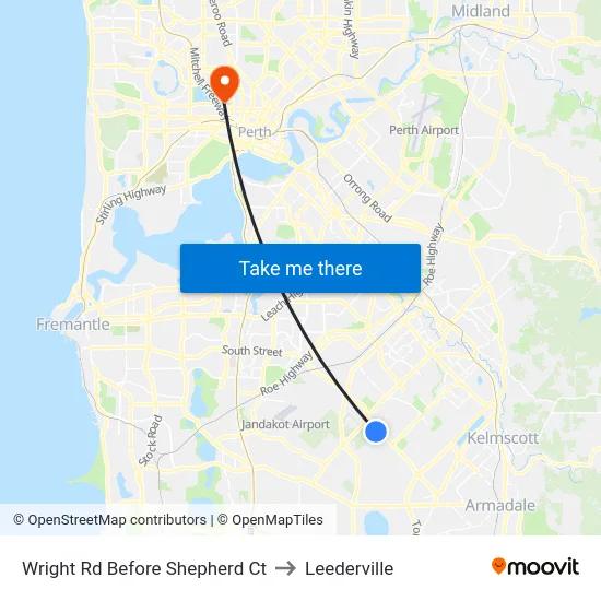Wright Rd Before Shepherd Ct to Leederville map