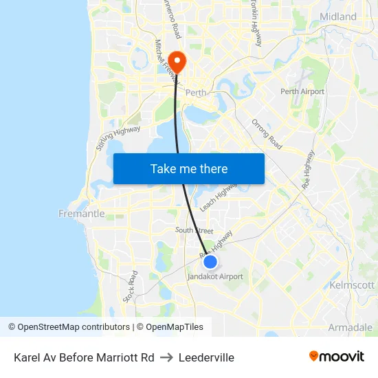 Karel Av Before Marriott Rd to Leederville map