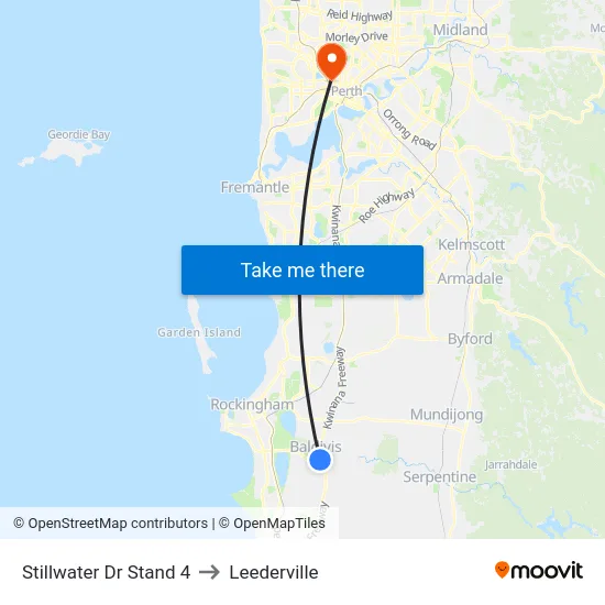 Stillwater Dr Stand 4 to Leederville map