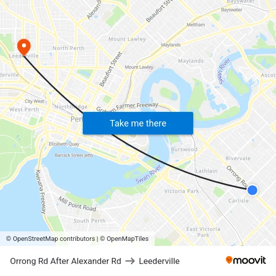 Orrong Rd After Alexander Rd to Leederville map