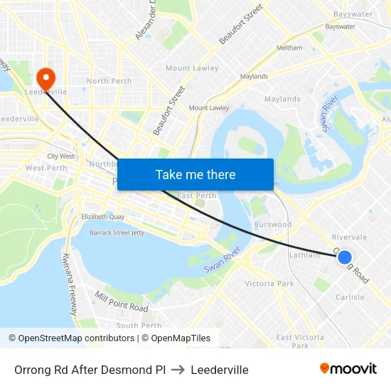 Orrong Rd After Desmond Pl to Leederville map