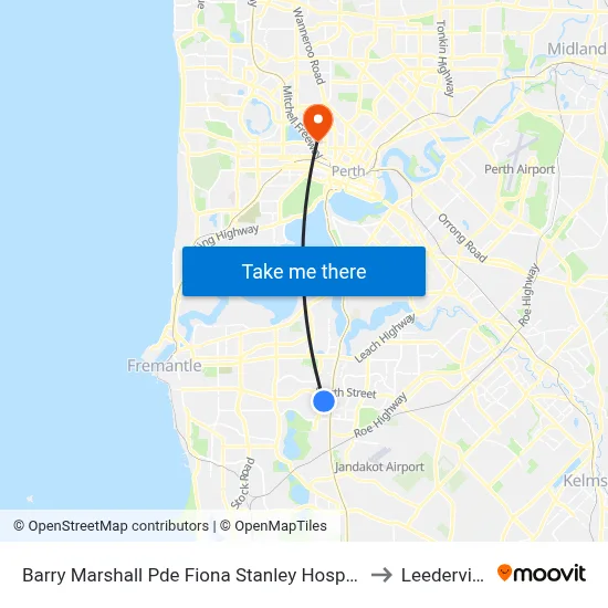 Barry Marshall Pde Fiona Stanley Hospital to Leederville map
