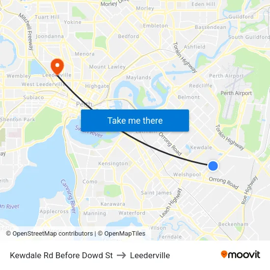 Kewdale Rd Before Dowd St to Leederville map