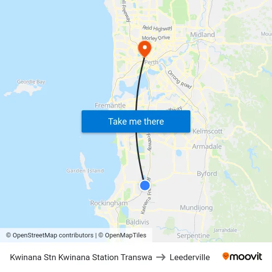 Kwinana Stn Kwinana Station Transwa to Leederville map