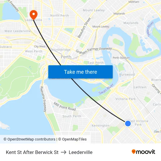 Kent St After Berwick St to Leederville map