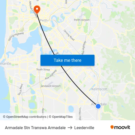 Armadale Stn Transwa Armadale to Leederville map
