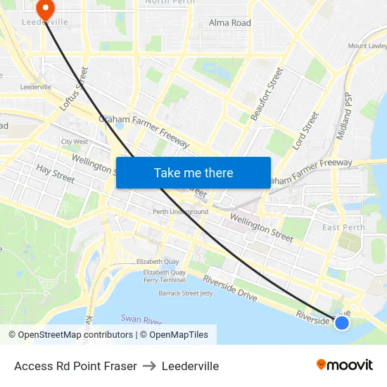 Access Rd Point Fraser to Leederville map