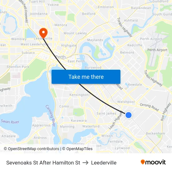 Sevenoaks St After Hamilton St to Leederville map