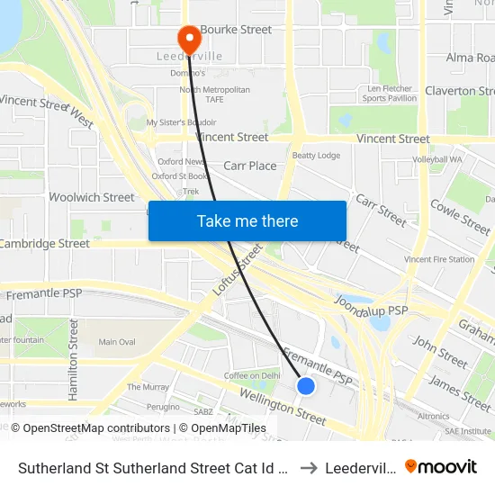 Sutherland St Sutherland Street Cat Id 40 to Leederville map