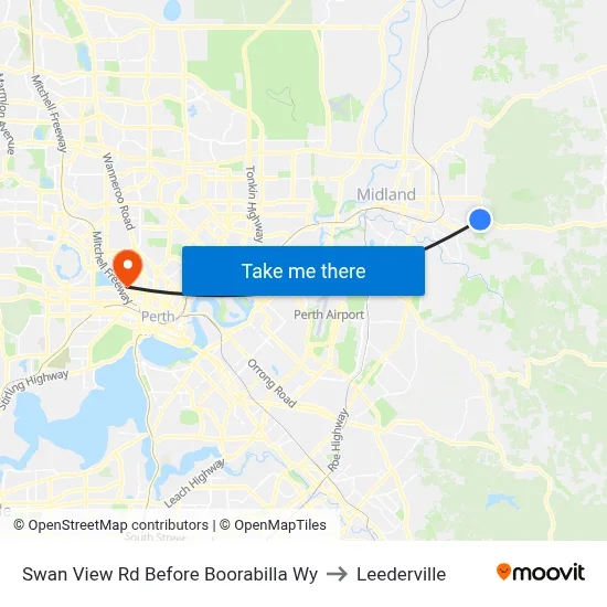 Swan View Rd Before Boorabilla Wy to Leederville map