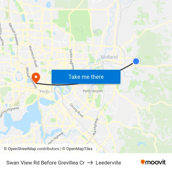 Swan View Rd Before Grevillea Cr to Leederville map