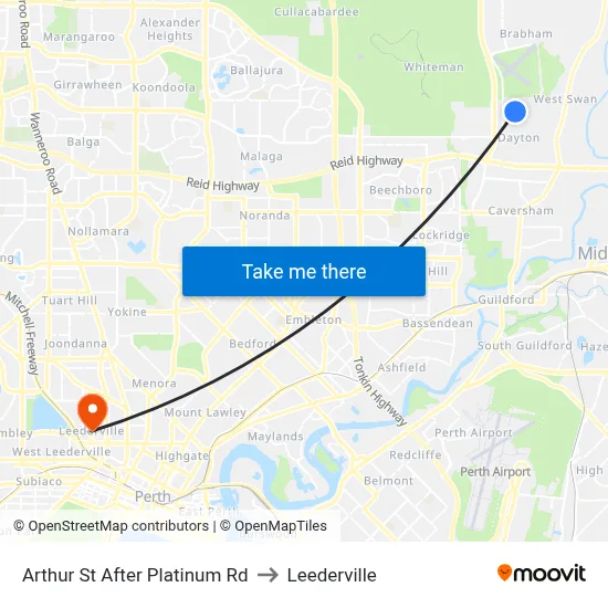 Arthur St After Platinum Rd to Leederville map