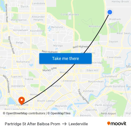 Partridge St After Balboa Prom to Leederville map