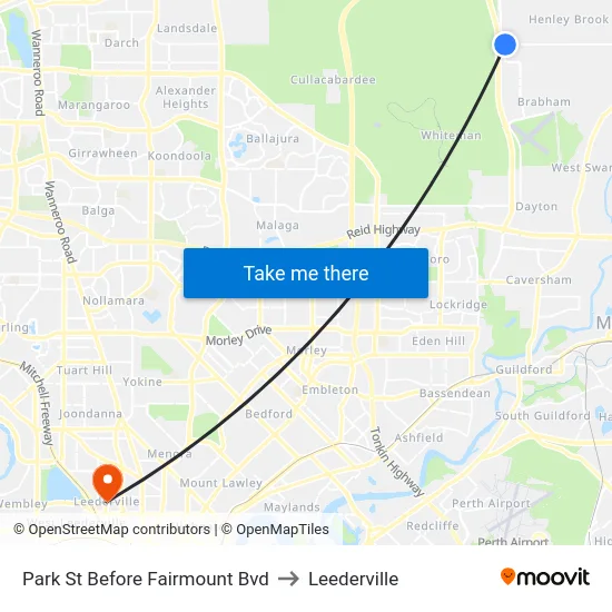 Park St Before Fairmount Bvd to Leederville map