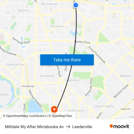 Milldale Wy After Mirrabooka Av to Leederville map