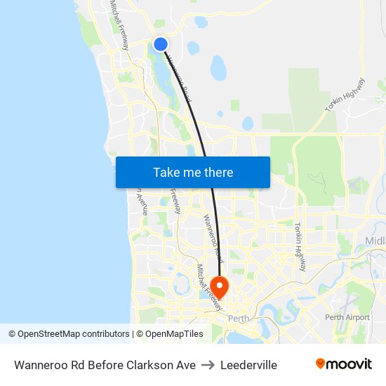 Wanneroo Rd Before Clarkson Ave to Leederville map