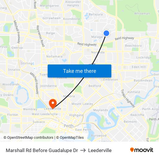 Marshall Rd Before Guadalupe Dr to Leederville map