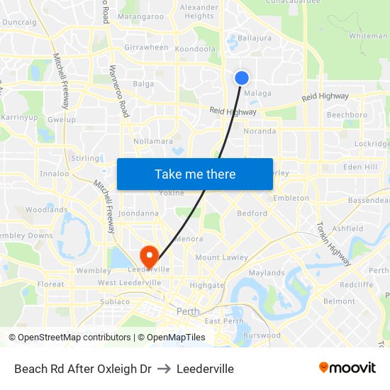 Beach Rd After Oxleigh Dr to Leederville map