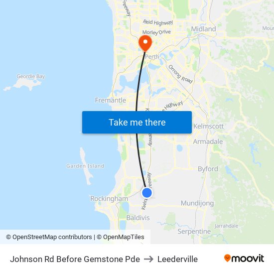 Johnson Rd Before Gemstone Pde to Leederville map