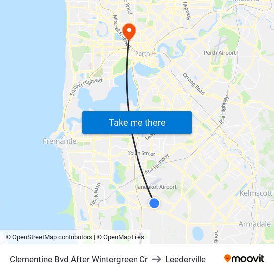 Clementine Bvd After Wintergreen Cr to Leederville map