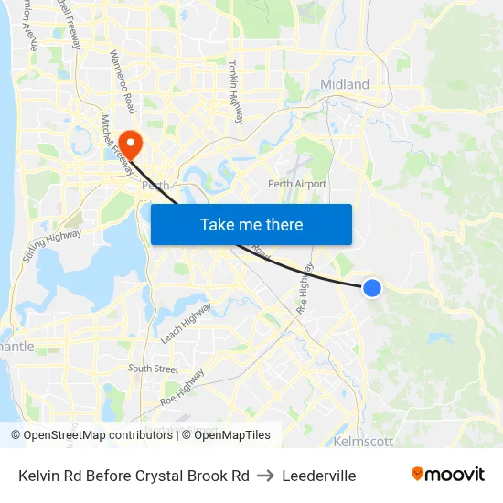 Kelvin Rd Before Crystal Brook Rd to Leederville map