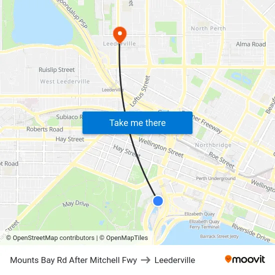 Mounts Bay Rd After Mitchell Fwy to Leederville map