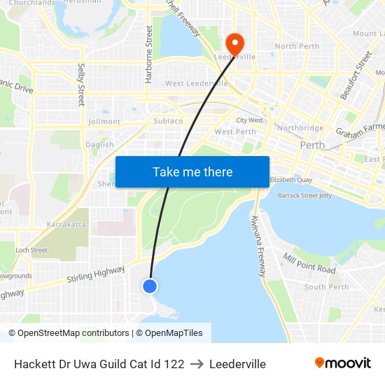 Hackett Dr Uwa Guild Cat Id 122 to Leederville map
