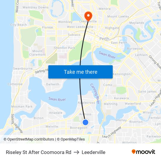Riseley St After Coomoora Rd to Leederville map