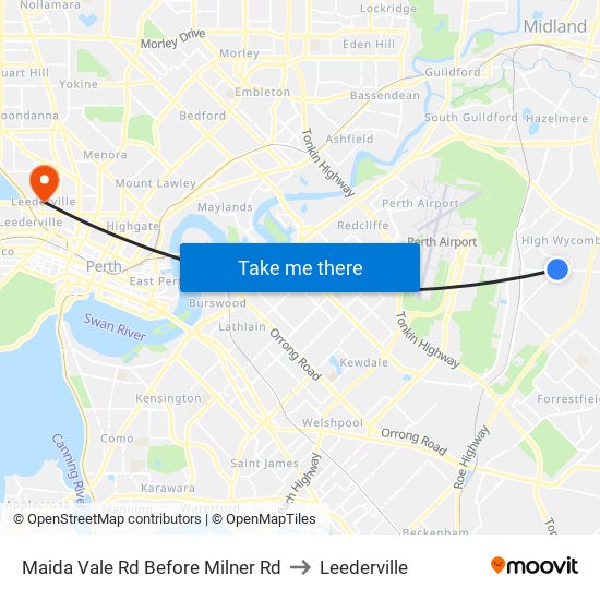 Maida Vale Rd Before Milner Rd to Leederville map