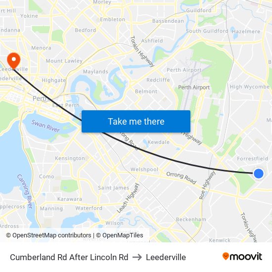 Cumberland Rd After Lincoln Rd to Leederville map