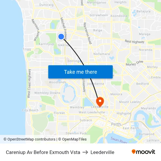 Careniup Av Before  Exmouth Vsta to Leederville map