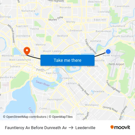 Fauntleroy Av Before Dunreath Av to Leederville map