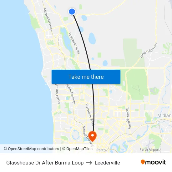 Glasshouse Dr After Burma Loop to Leederville map